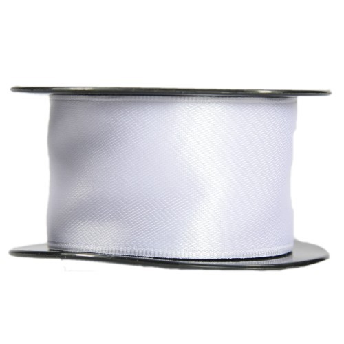 Satin-Schleifenband mit Drahtkante, 39mm x 10m, weiß