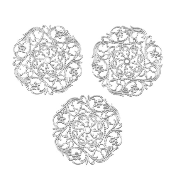 Metall-Ornamente, Design 35, Ø 8cm, silber, 3 Stück
