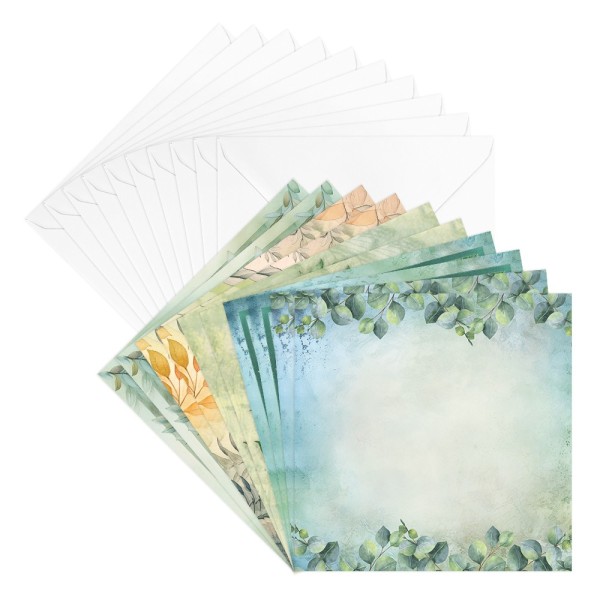 Motiv-Grußkarten & Umschläge, Blattranken, 2x 5 Designs, 16cm x 16cm, 20-teilig