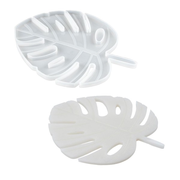Silikonform, Blatt Monstera, 24,7cm x 17,2cm x 1cm, transluzent, lebensmittelecht