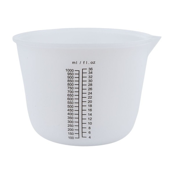 Messbecher, Silikon, 1000ml, versch. Maßeinheiten, weiß-transluzent, lebensmittelecht