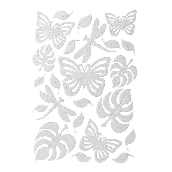 3-D Sticker "Deluxe Schmetterlinge & Libellen", verschiedene Größen, selbstklebend, silber