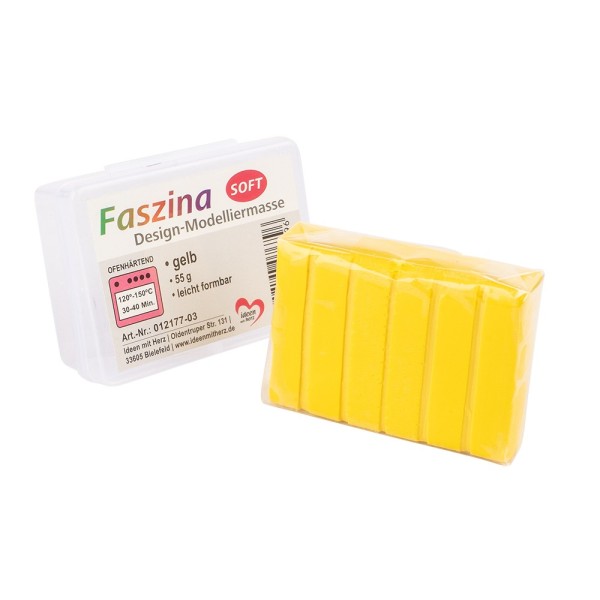 Faszina Soft, Design-Modelliermasse, gelb, 55g, leicht formbar, ofenhärtend