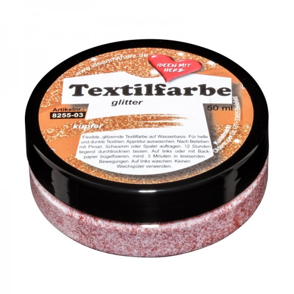 Textilfarbe, glitter, 50ml, kupfer