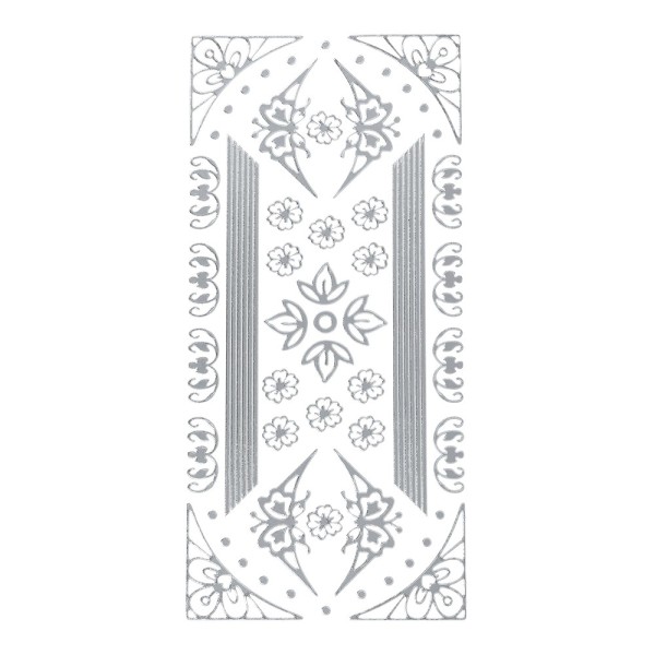 Sticker, Blumen-Ornamente & Linien, Perlmuttfolie, silber