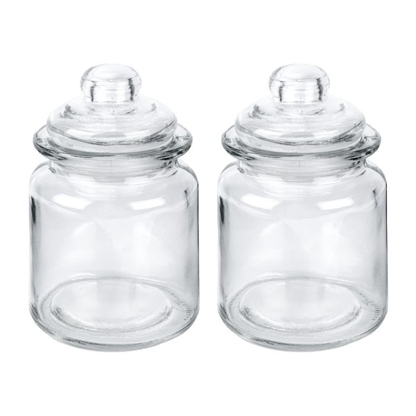 Bonbonieren, rund, mit Glasdeckel, Ø 8cm, 12,6cm hoch, Füllmenge: 280ml, 2 Stück