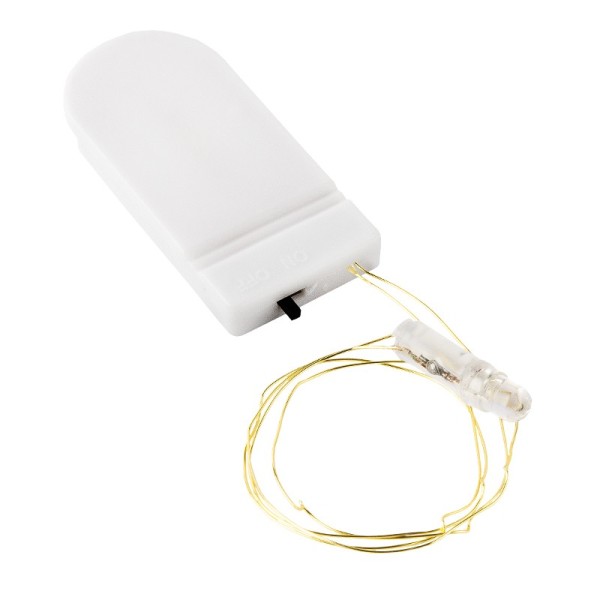 LED-Drahtlicht, warmweiß, 22,5cm Strang, 5mm Lampen-Ø, weißes Batteriefach