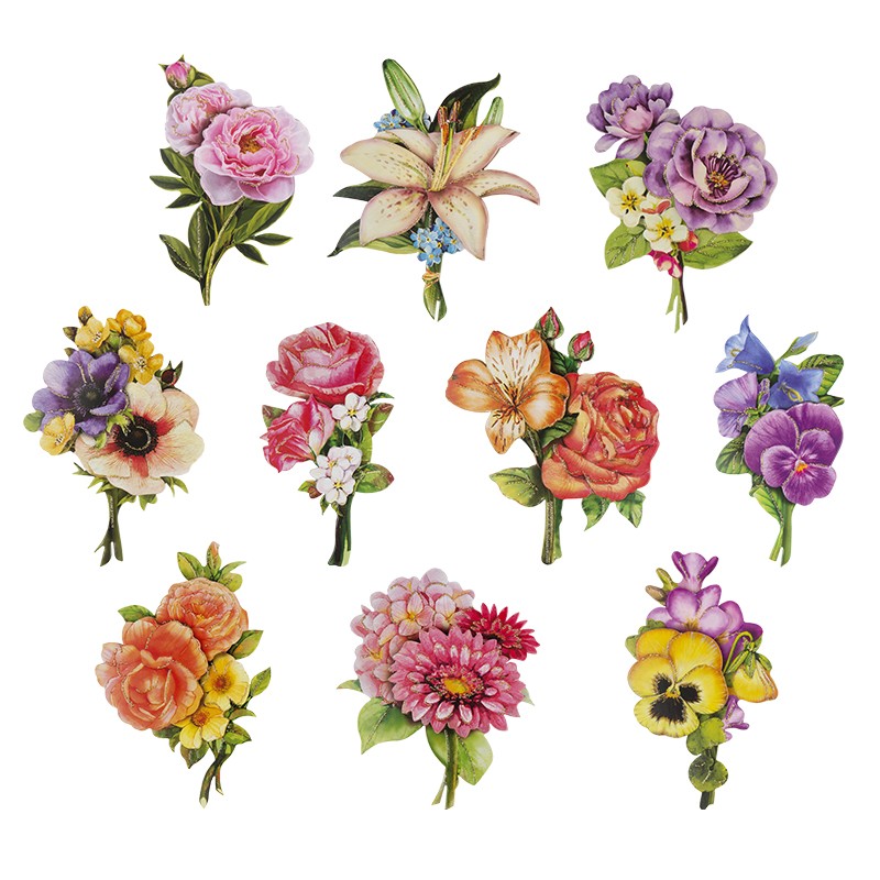 XL 3-D Motive, Blumen-Sträußchen, 8,5-15cm, 10 Motive