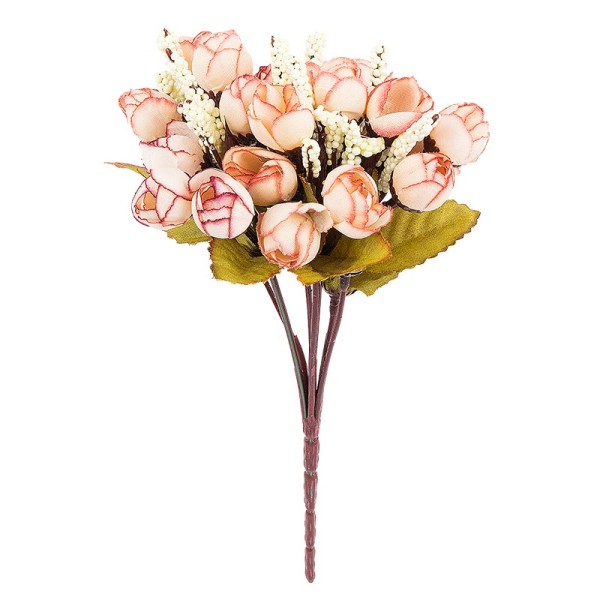 Blütenbusch, Rosen 2, 24cm hoch, 21 große Blüten Ø 1,5cm, rosé