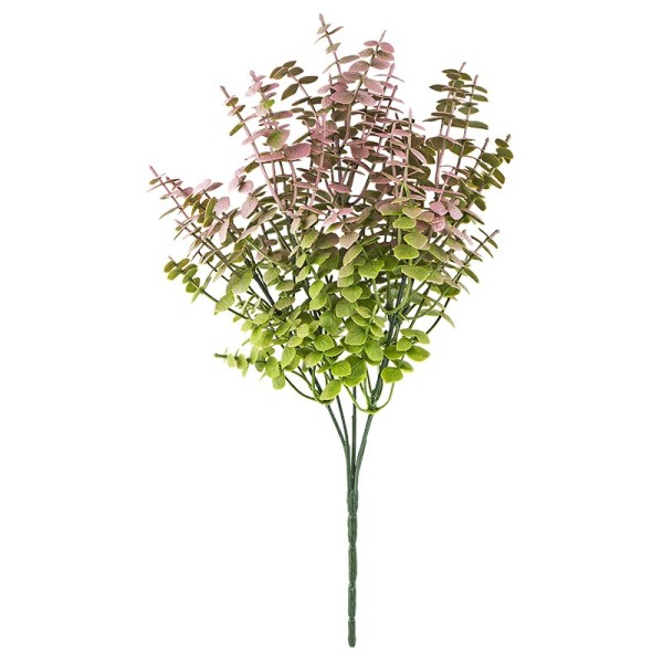 Deko-Busch, Blätter 1, 33,5cm lang, 5 Stängel, grün, rosé