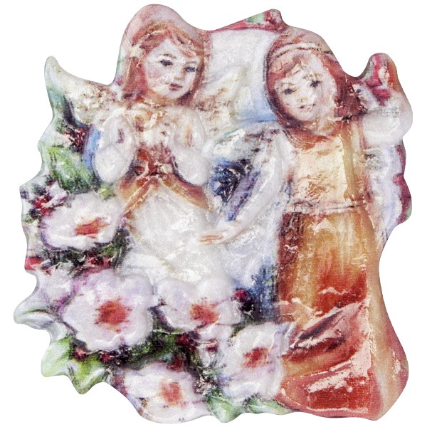 Wachsornament Engel 3, farbig, geprägt, 7cm
