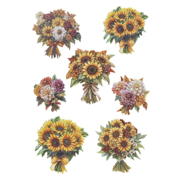 3-D Relief-Sticker, Blumensträuße 3, verschiedene Größen, selbstklebend