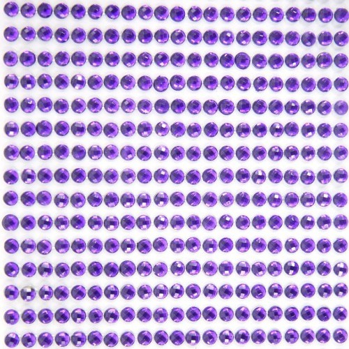 Glitzerstein-Bordüren, selbstklebend, Ø4mm, 9cm, violett, 49Stk