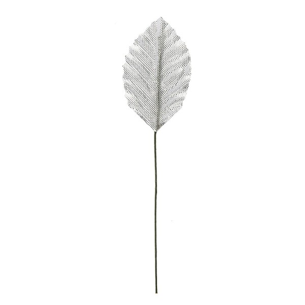 Deko-Blätter am Draht, 4,5cm x 2,8cm, silber, 20 Stück
