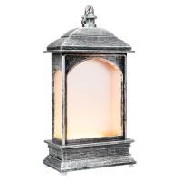 LED-Laterne mit Flackereffekt, 6,9cm x 13,5cm x 3,8cm, Schmiedeeisenoptik, silber-schwarz