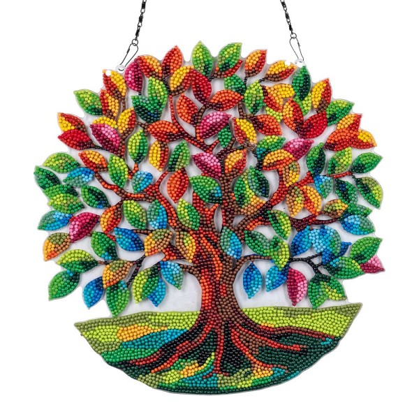 Diamond-Painting-Fensterbild, Acryl, XL, Baum des Lebens, 30,3cm x 30,5cm, 1,7mm stark, mit Kette