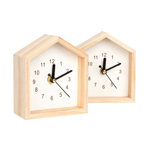 Holz-Uhren Häuschen, 12cm x 10,5cm x 5cm, 2 Stück