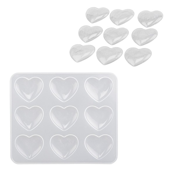Silikonform, Herzen 3, 20,1cm x 1cm x 17,5cm, 9 Herzen, lebensmittelecht