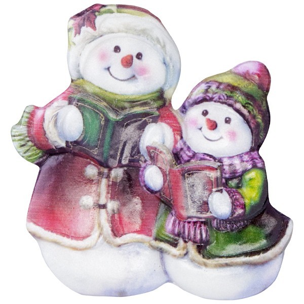 Wachsornament Lustige Schneemänner 3, farbig, geprägt, 7cm