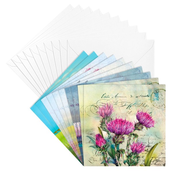 Motiv-Grußkarten, Blumen, 16cm x 16cm, 5 Designs, inkl. Umschläge, 10 Stück
