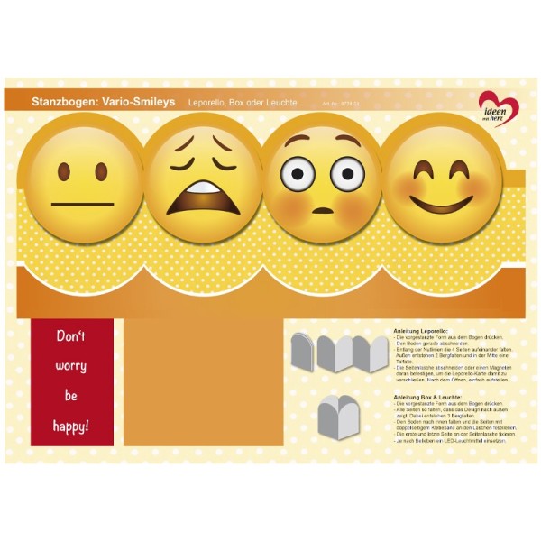 Stanzbogen, Vario-Smileys, DIN A4, Design 1