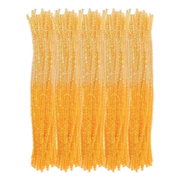 Glitzer-Chenille-Drähte, ColorMix, 30cm lang, Ø6mm, Farbverlauf in Gelb und Orange, 100 Stück