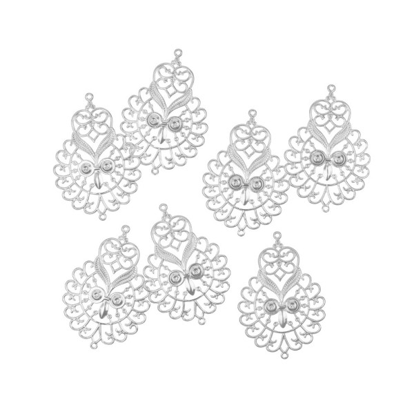 Metall-Ornamente, Design 16, 6,7cm x 4,6cm, silber, 7 Stück