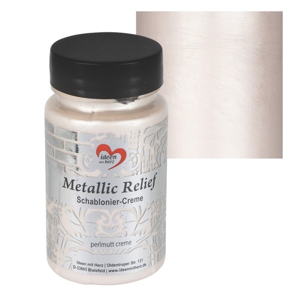 Metallic Relief, Schablonier-Creme, perlmutt creme, 90ml