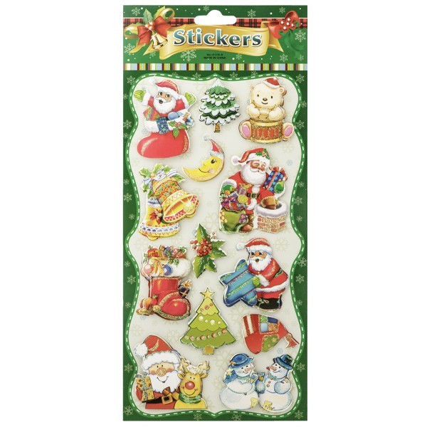 3-D Stickerbogen, Weihnachtsmotive 3, 14 x 27 cm