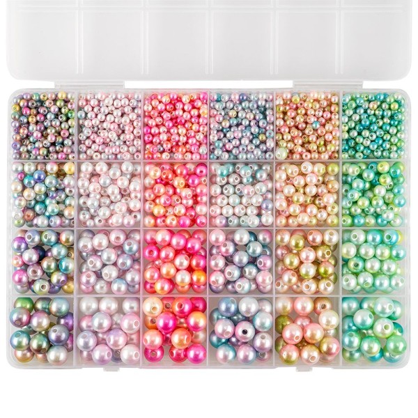 Perlmutt-Perlen mit Farbverlauf, 6 Farbverläufe in 4 Größen, 160g/1890 Perlen