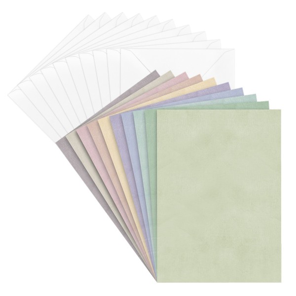 Motiv-Grußkarten, Soft-Marmor, 11,5cm x 16,5cm, 230g/m², 10 Farben, inkl. Umschläge, 20-teilig