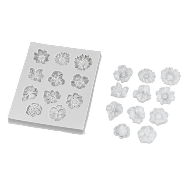 Silikonform, Blüten, 10,8cm x 8,7cm x 1cm, transluzent