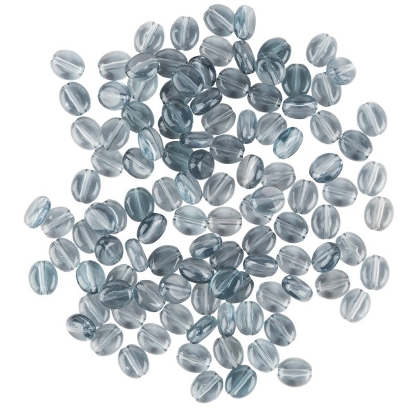Oval-Perlen, transparent, 8mm, anthrazit, 100 Stück