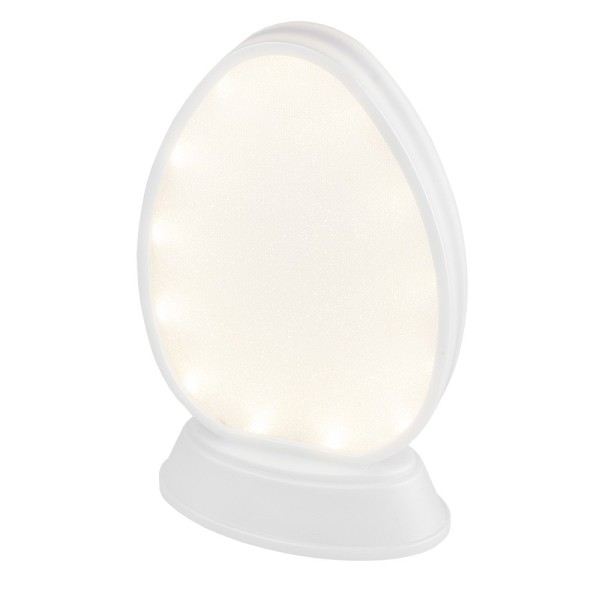 LED-Relaxleuchte, Eiform, perlmutt-weiß, Höhe 19cm, Diamant-Lichteffekt-Folie, 13 LEDs, warmweiß