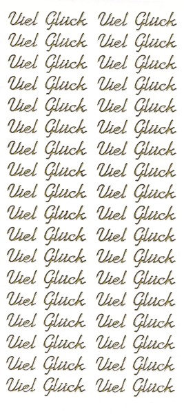 Sticker, Schrift, Viel Glück, gold