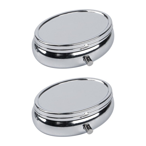 Pillendosen oval, 3,8cm x 5,2cm x 1,7cm, silber, 2 Stück