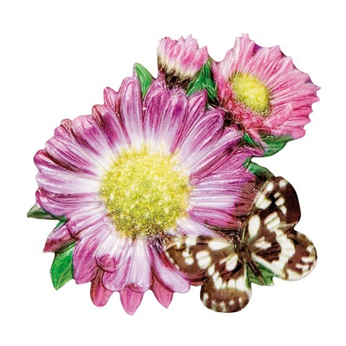 Wachsornament Blumen & Schmetterlinge 6, farbig, geprägt, 7cm