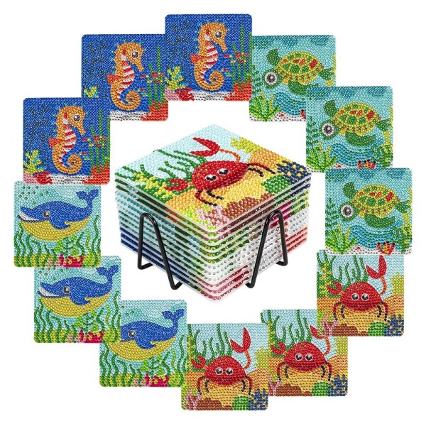 Diamond-Painting-Untersetzer, Maritim 1, inkl. Werkzeug & Zubehör, 12 Stück