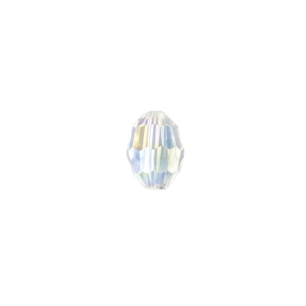 Perlen, Ovale, facettiert, 1cm x 1,3cm, transparent-irisierend, 15 Stück