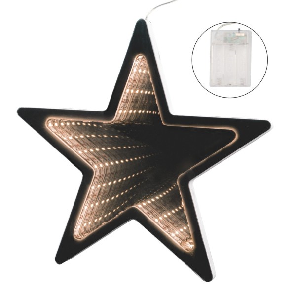 LED-Stern Infinity, 20cm x 1,2cm x 19cm, warmweiß, inkl. Timer