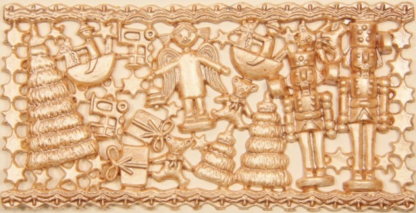 Wachsornament-Platte Erzgebirge, 16 x 8 cm, hellbraun patiniert