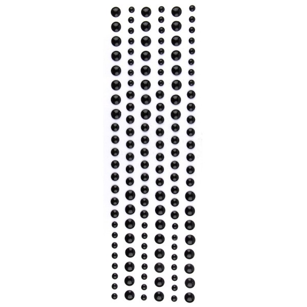 Sticky Pearls, selbstklebend, in 3 Größen (6mm, 8mm & 10mm Ø), schwarz, 430 Stück
