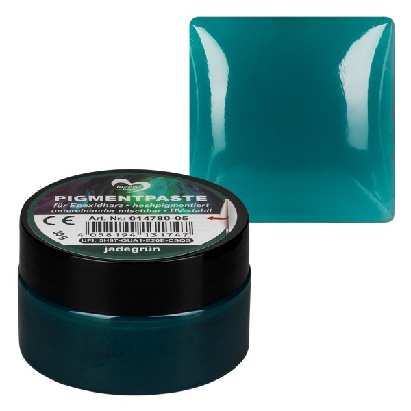 Pigmentpaste für Epoxidharz, 30g, jadegrün, hochpigmentiert, untereinander mischbar, UV-stabil