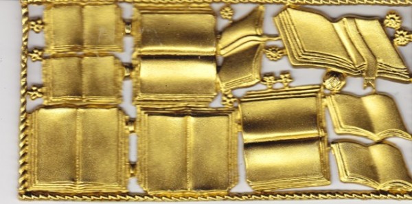 Wachsornamente-Platte Bücher, 16 x 8 cm, gold