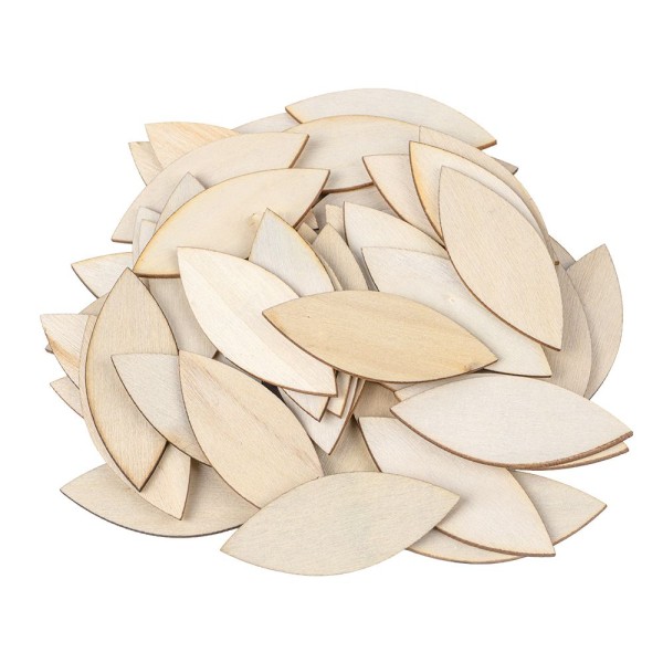 Holzstäbchen, Navette, 5cm lang, 2cm breit, natur, 50 Stück