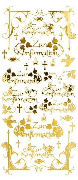 Sticker, Zur Konfirmation, Spiegelfolie, gold