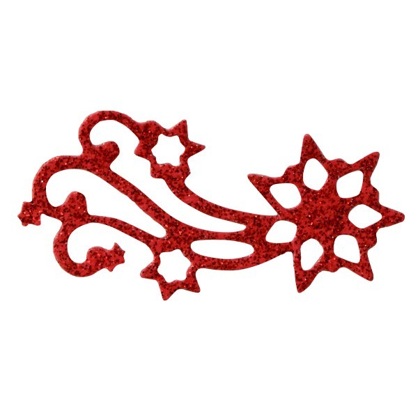 Glitzer-Ornamente, 25er Set, 3x6cm, Stern 2, rot