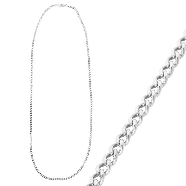 Glieder-Halskette, aus Edelstahl, Design 2, 70cm lang, Stärke: 3mm, silber