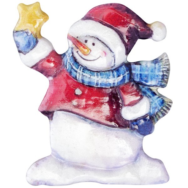 Wachsornament Lustige Schneemänner 10, farbig, geprägt, 6,5-7,5cm
