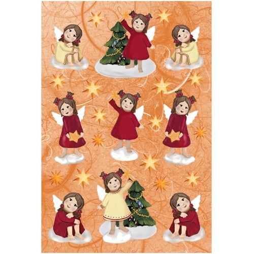 3-D Stickerbogen, Weihnachts-Engel, 12,5 x 18,5 cm